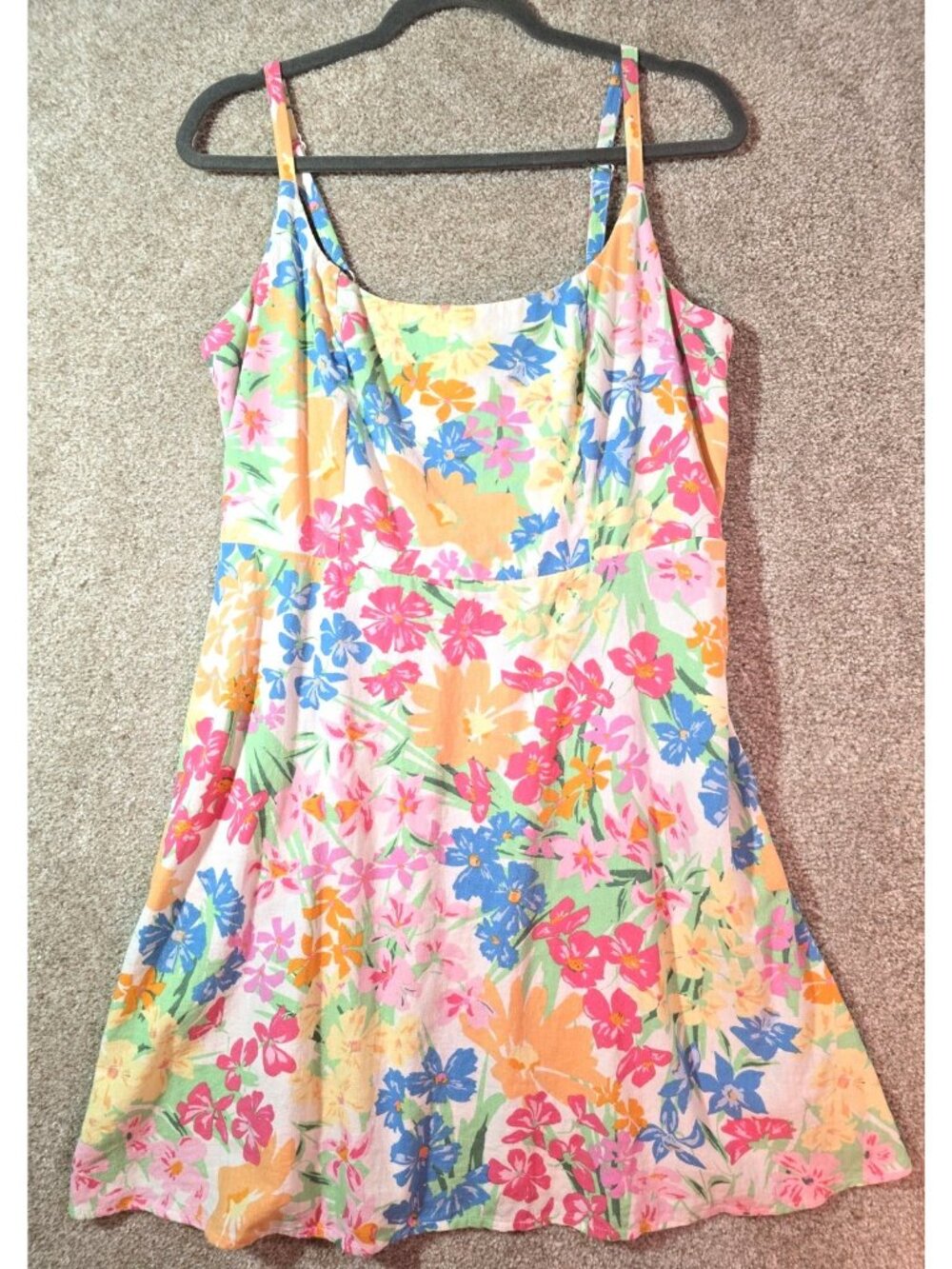 Old Navy Linen Blend Sundress Floral Pockets Summer Vacation Resort Flirty Sz L